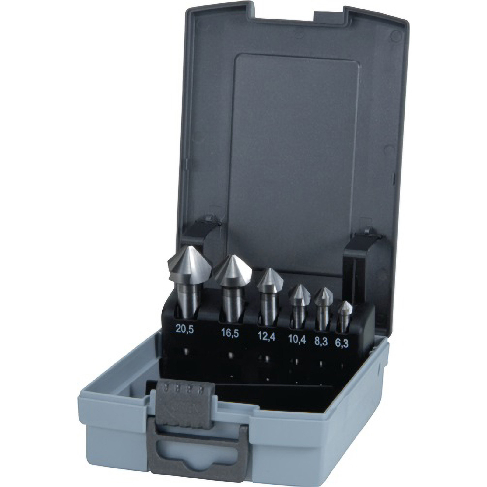 RUKO Kegel- und Entgratsenker-Satz 6tlg. DIN 335 Form C 90° Hartmetall Ø 6,3 - 20,5 mm in Kunststoffkassette - 102152HMRO