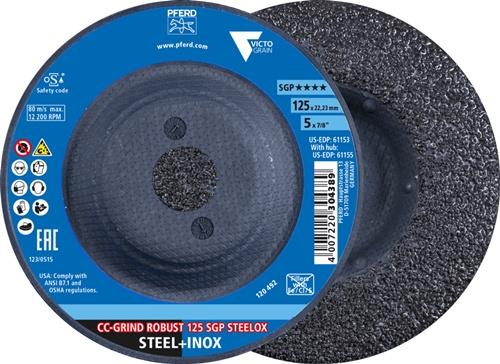 Schleifscheibe CC-GRIND-ROBUST SGP STEELOX D125xSmm STA/VA Bohr.22,23mm PFERD