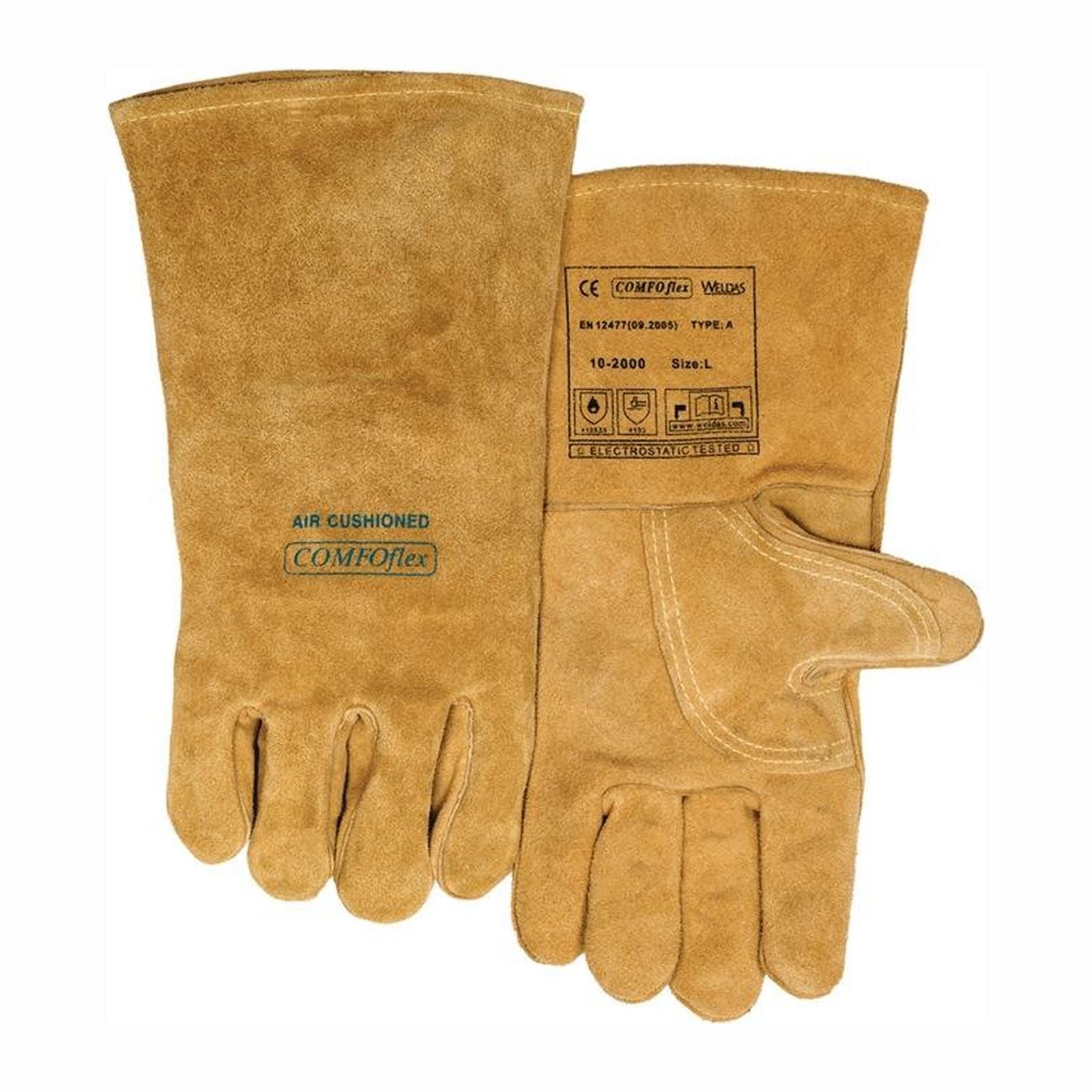 Weldas Schweißerhandschuhe Bucktan EN 388 EN 12477 EN 1149-2 gelb Gr. L (9) - 10-2000-L