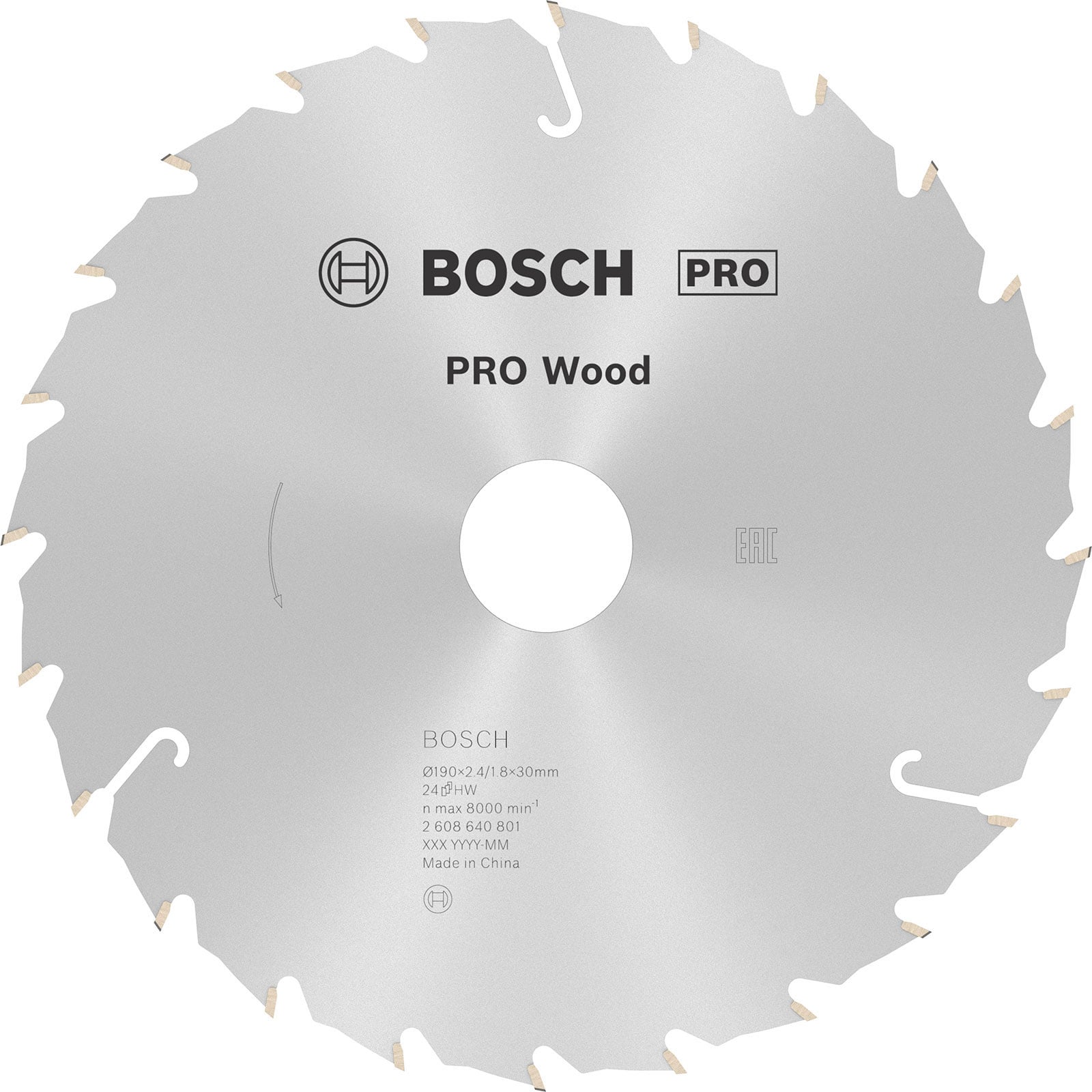Bosch PRO Wood Kreissägeblatt 190 x 2,4 x 30 mm - 2608640801