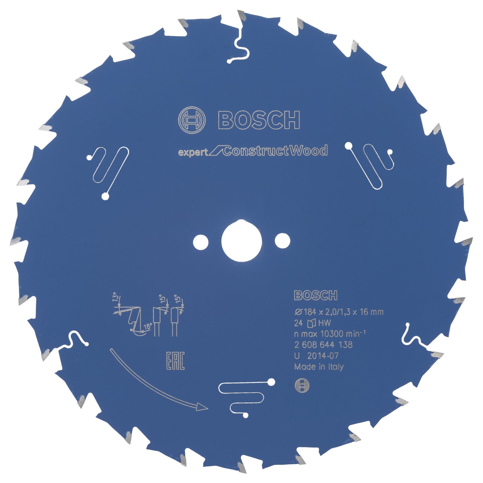 Bosch Kreissägeblatt Expert for Construct Wood für Handkreissägen 184 x 16 x 2 mm 24 - 2608644138