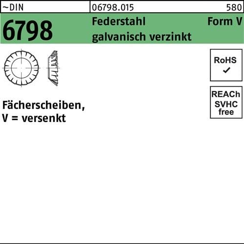 Fächerscheibe DIN 6798 FormV versenkt V 10,5 Federstahl galv.verz. 1000St.