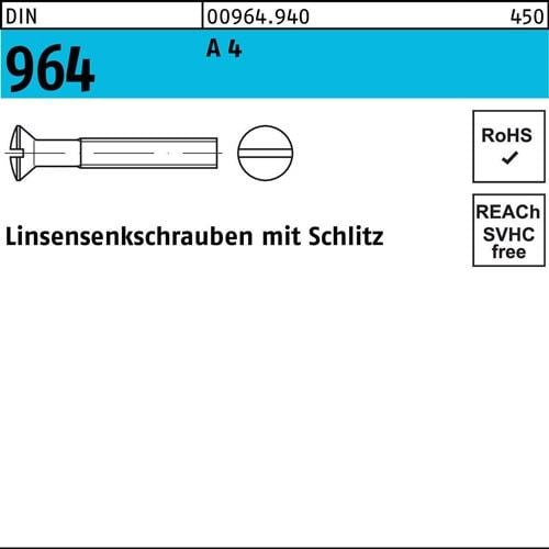 Linsensenkschraube DIN 964 Schlitz M5x 10 A 4 200 Stück