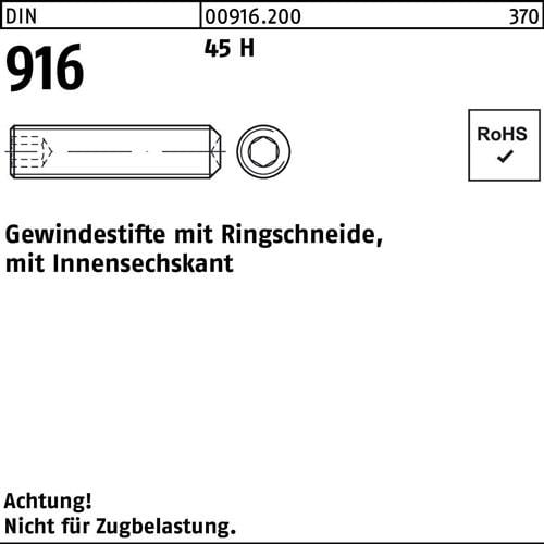 Gewindestift DIN 916 Ringschn./Innen-6kt M6x 20 45 H 500 Stück