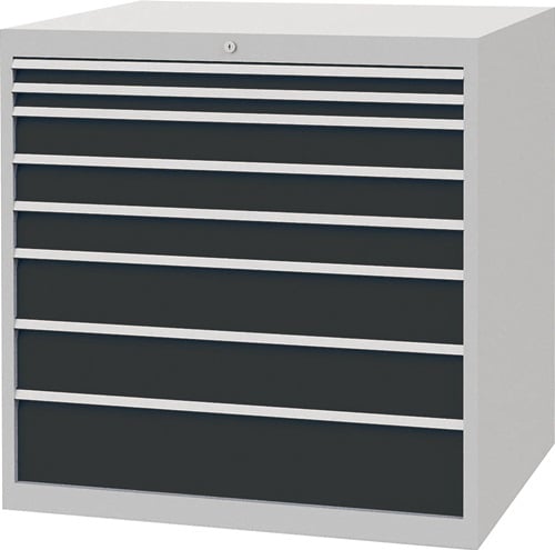 Schubladenschrank H1019xB1005xT736mm lichtgrau/grau 8 Schubl.Vollauszug - 100/2321V10A 7035/7016