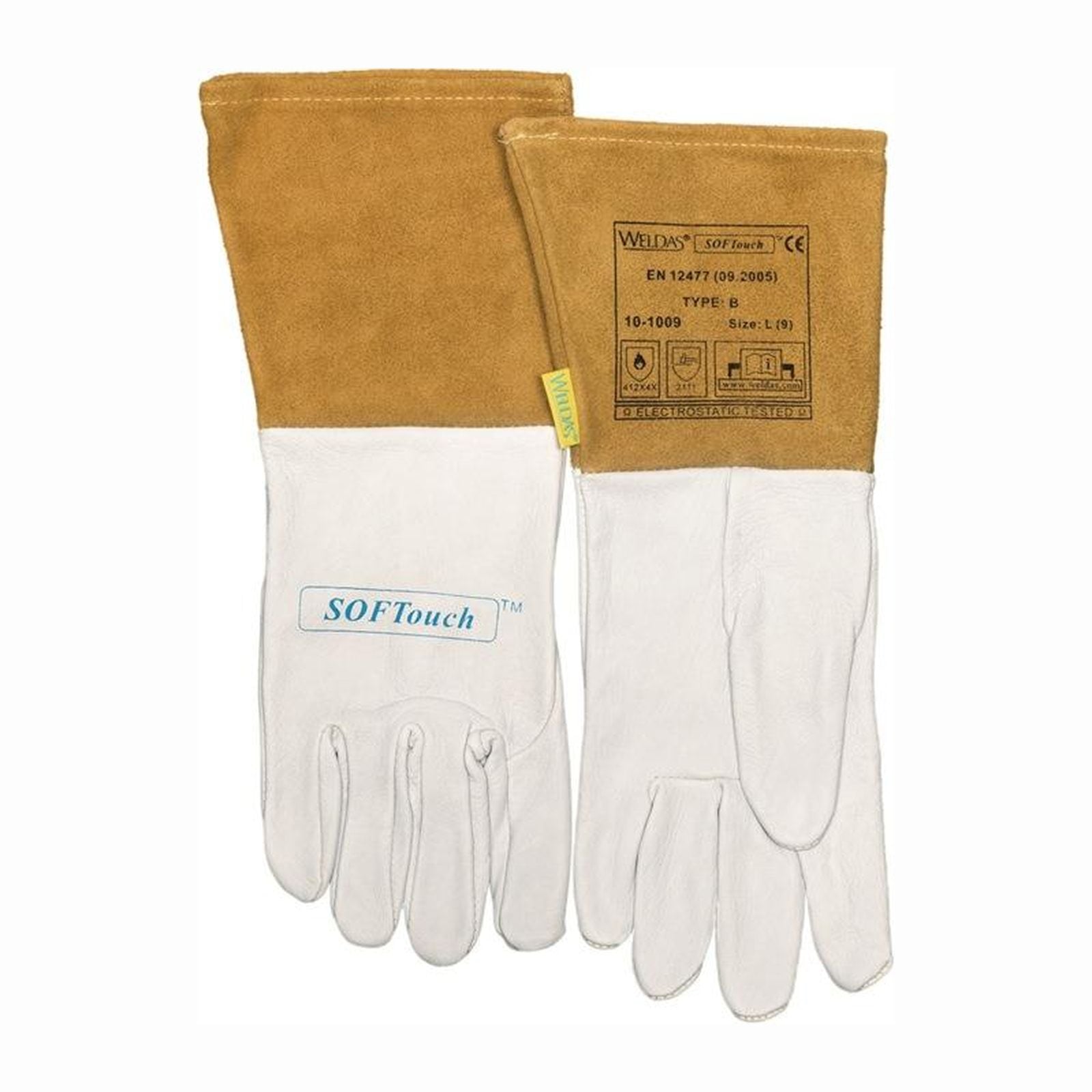 Weldas Schweißerhandschuhe natur / orange EN 388 EN 12477 EN 1149-2 Gr. XXL (10,5)  - 10-1009-XXL