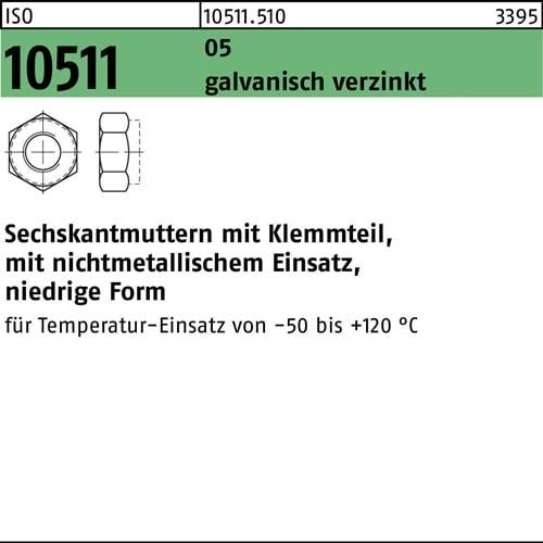 Sechskantmutter ISO 10511 Klemmteil M36 5 galv.verz. 1 Stück