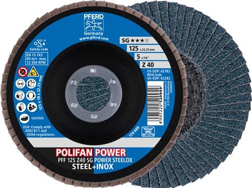 PFERD Fächerscheibe POLIFAN Z SG POWER STEELOX Ø 125 mm Körnung Z-40 flach - 67684125