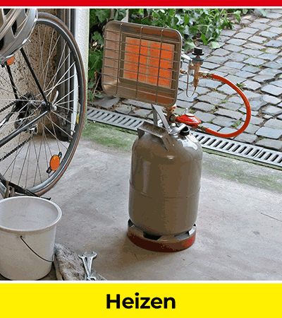 Heizstrahler mit Gasflasche für Outdoor-Heizung