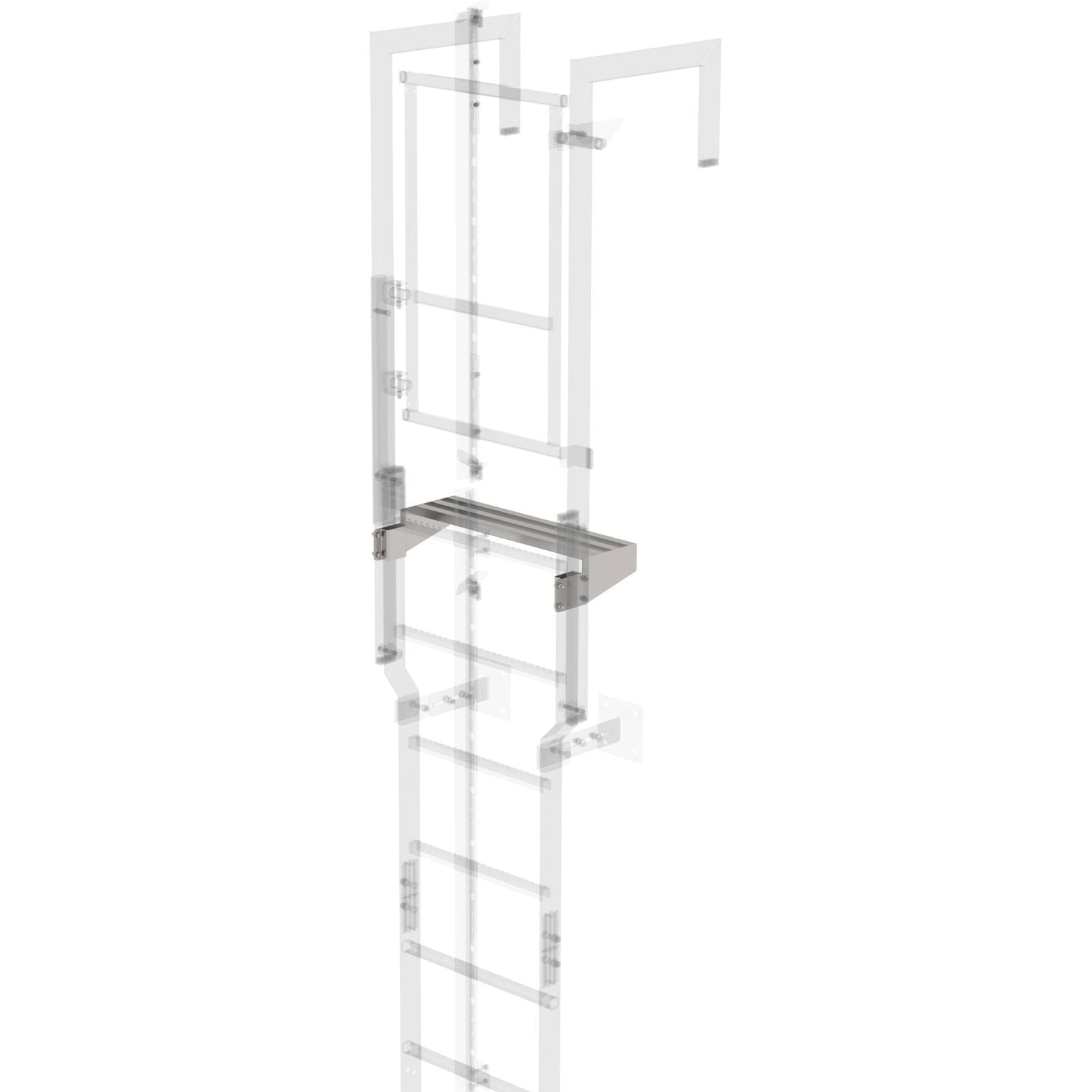 Günzburger Steigtechnik Ausstiegstritt Edelstahl 620 mm Spaltmaß 200 mm - 068973