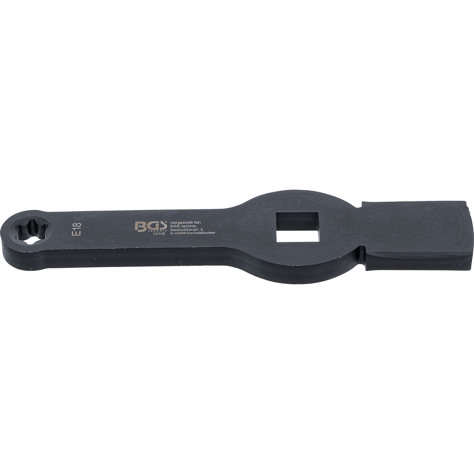 BGS Schlag-Ringschlüssel E-Profil (für Torx) mit 2 Schlagflächen SW E18 - 35318