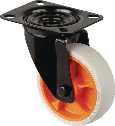 Lenkrolle D.100mm Trgf.110kg Lenkrollen Gum.Platte L104xB80mm Farbe Rl.hellgrau