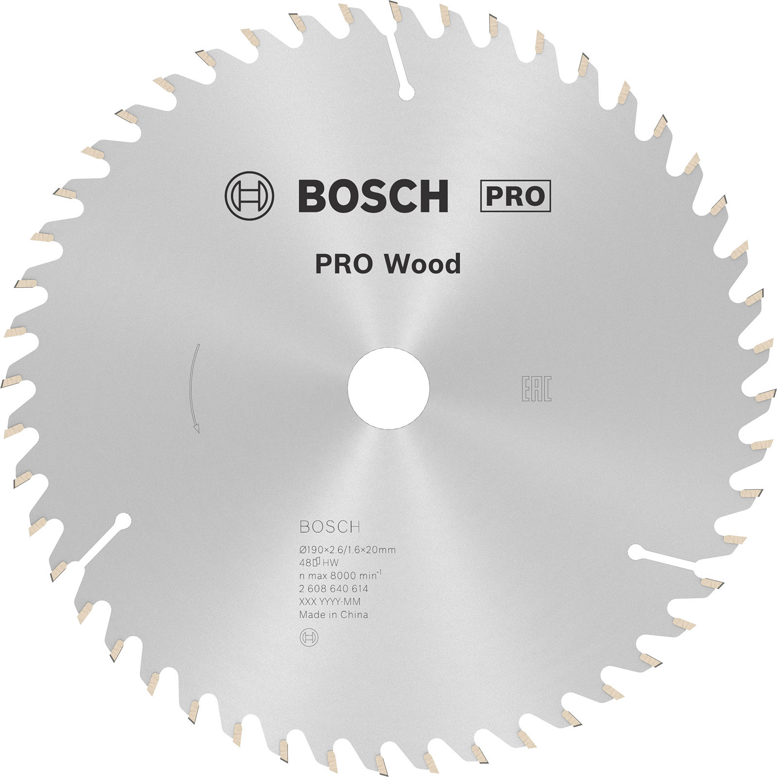 Bosch PRO Wood Kreissägeblatt 190 x 2,6 x 20 mm - 2608640614