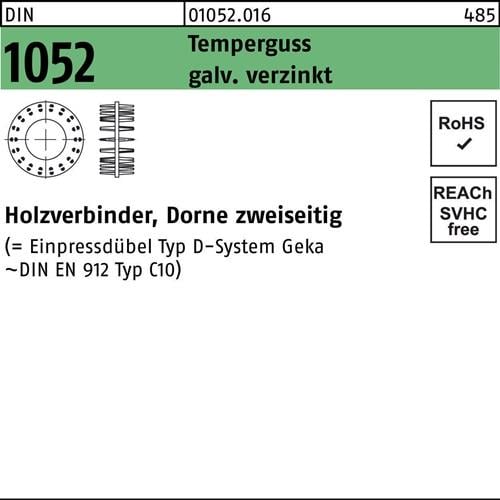 Holzverbinder DIN 1052 zweiseitig 50x29xM12 Temperguss galv.verz. 50St.