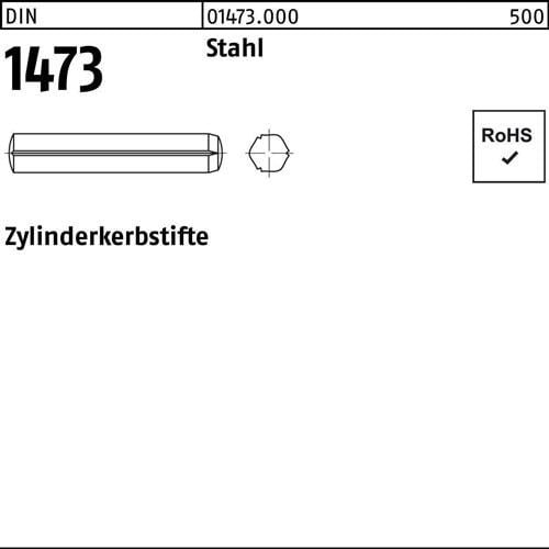 Zylinderkerbstift DIN 1473 8x 30 Stahl 100 Stück
