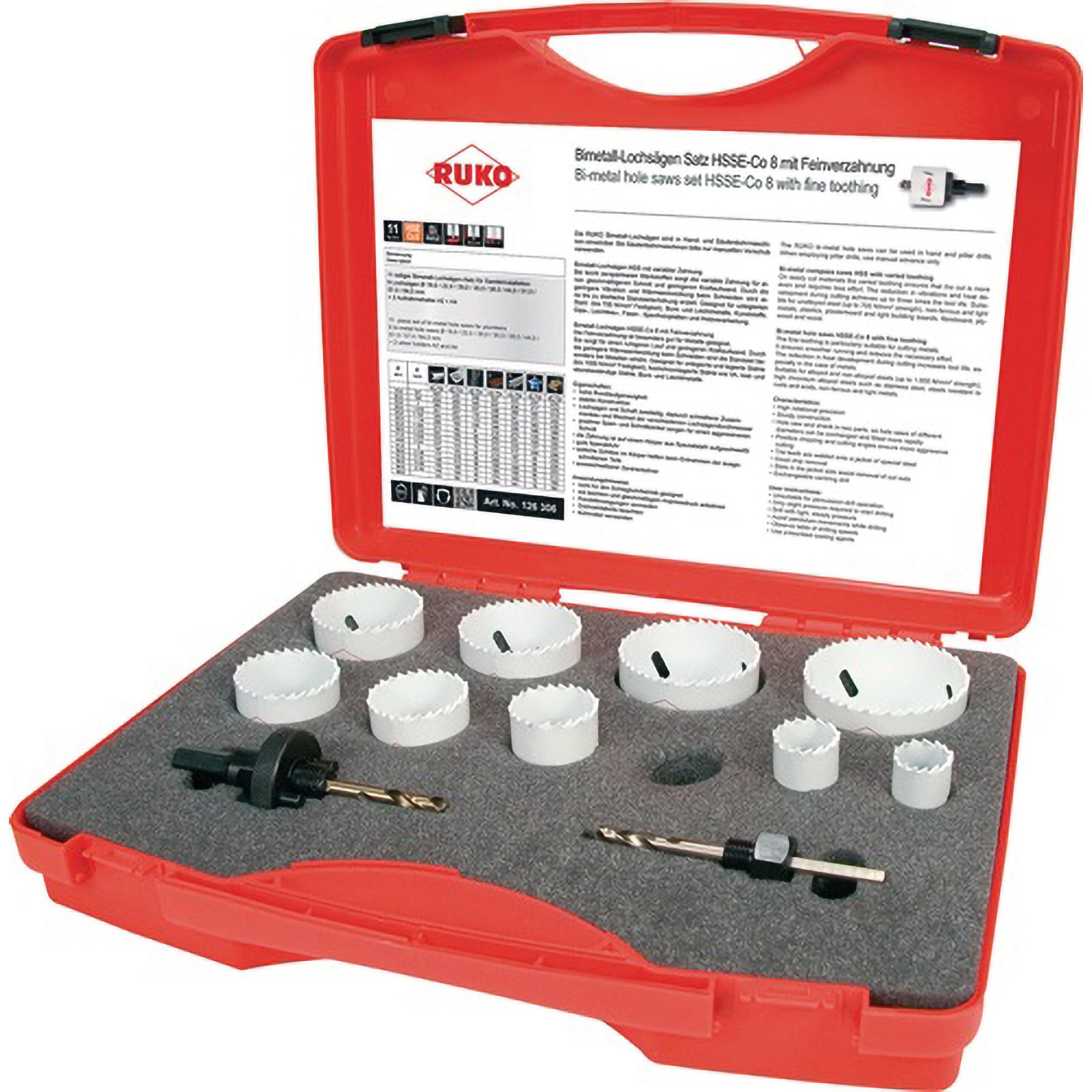 RUKO HSSE-Co8-Bi-Metall Lochsägensatz 11tlg. 19 - 64 x 38  mm - 126306