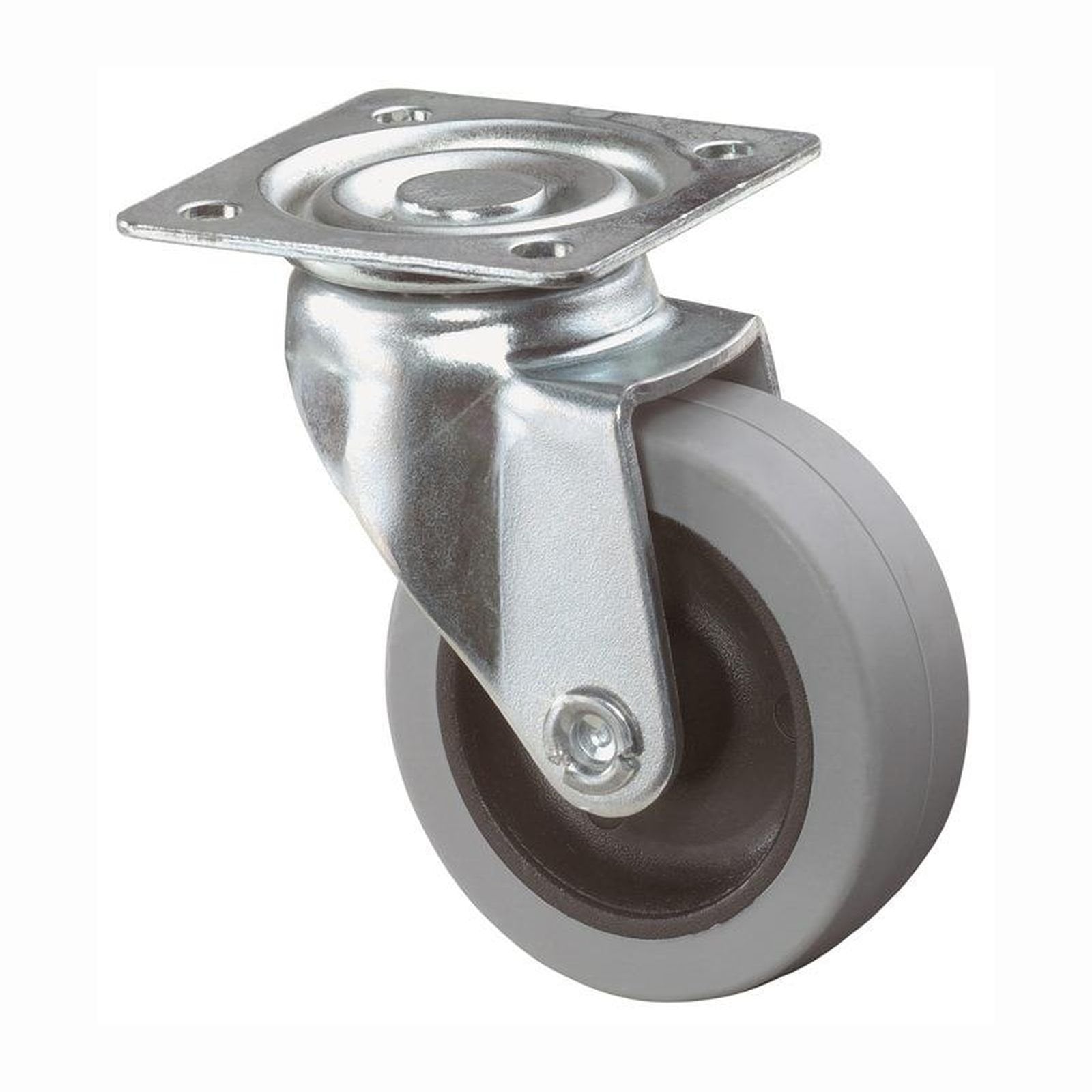 BS Rollen Lenkrolle mit Anschraubplatte Gummi grau Gleitlager 50 mm 35 kg - A200.A80.050