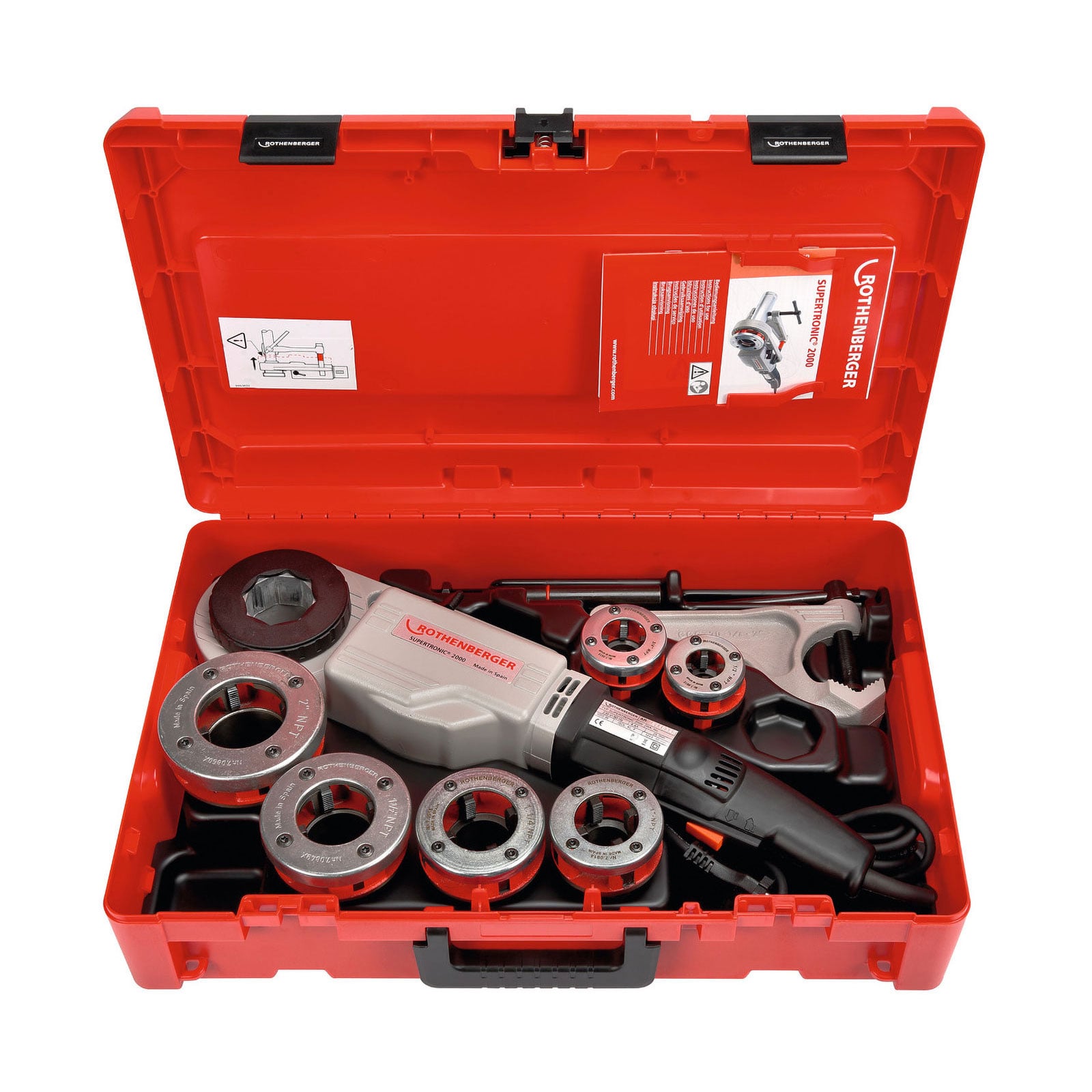 ROTHENBERGER SUPERTRONIC 2000-Set, Gewindeschneidkluppe NPT, 1/2-2", 230V - 71257