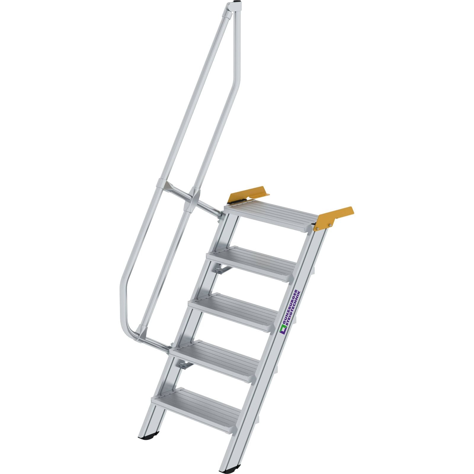 Günzburger Steigtechnik Treppe 60° Stufenbreite 600 mm 5 Stufen Aluminium geriffelt - 600205