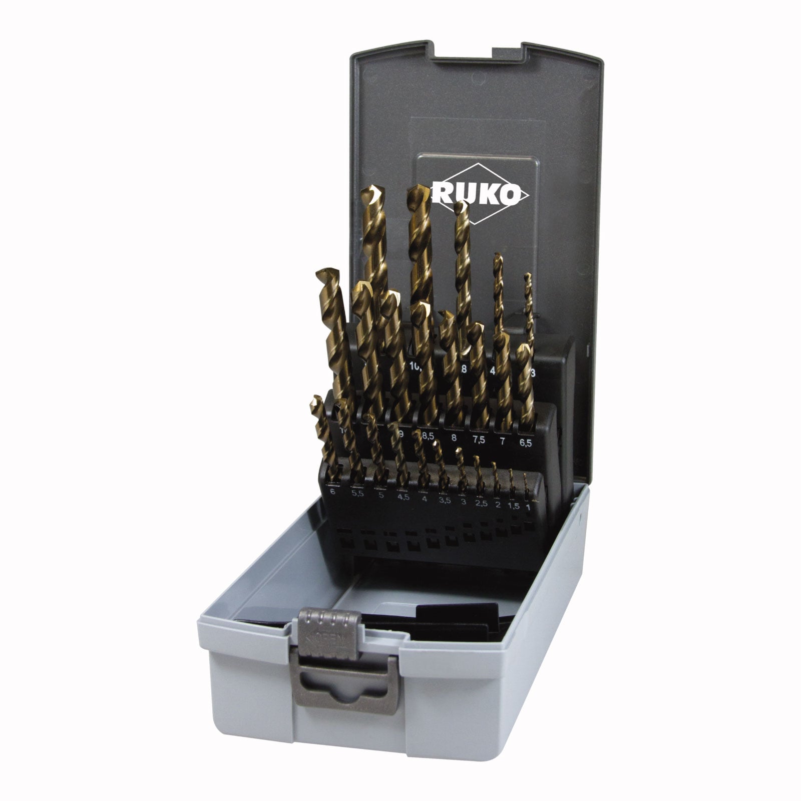 RUKO Spiralbohrer-Satz DIN 338 Typ VA, HSSE-Co 5 in Kunststoffkassette - 24 tlg. - 215216RO