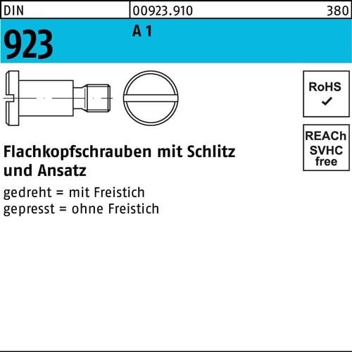 Flachkopfschraube DIN 923 Schlitz/Ansatz M5x 8x 7,0 A 1 100 Stück