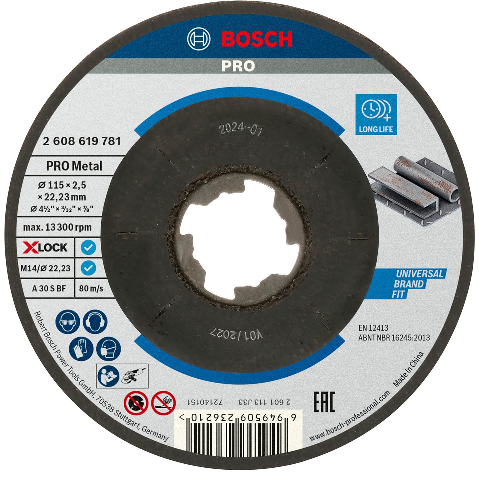 Bosch PRO Metal X-Lock Trennscheibe 115 x 2,5 x 22,23 mm - 2608619781