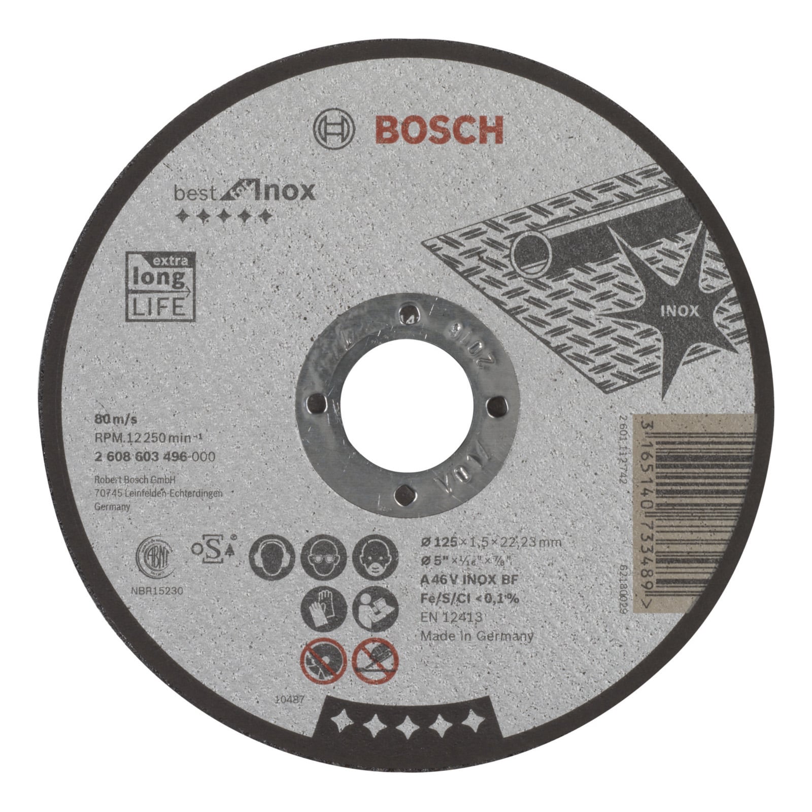 Bosch Trennscheibe gerade Best for Inox A 46 V INOX BF 125 mm 22,23 mm 1,5 mm - 2608603496