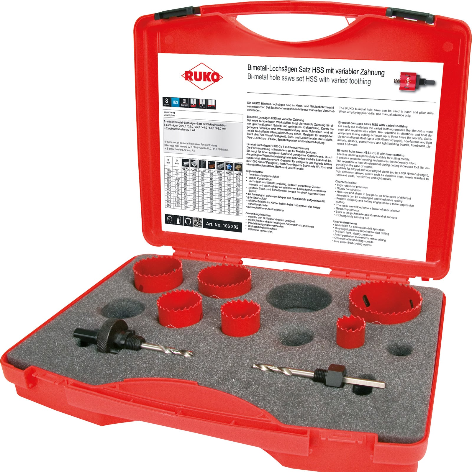 RUKO Bimetall-Lochsägen-Satz HSS EK 2 Elektro - 106302