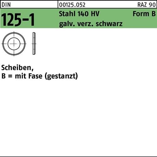 Unterlegscheibe DIN 125-1 B 5,3x10x1 Stahl 140 HV galv.verz. sw 1000St.