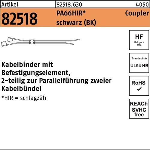 Kabelbinder R 82518 7,6x 380/100 PA66HIR sw 250 Stück HELLERMANNTYTON