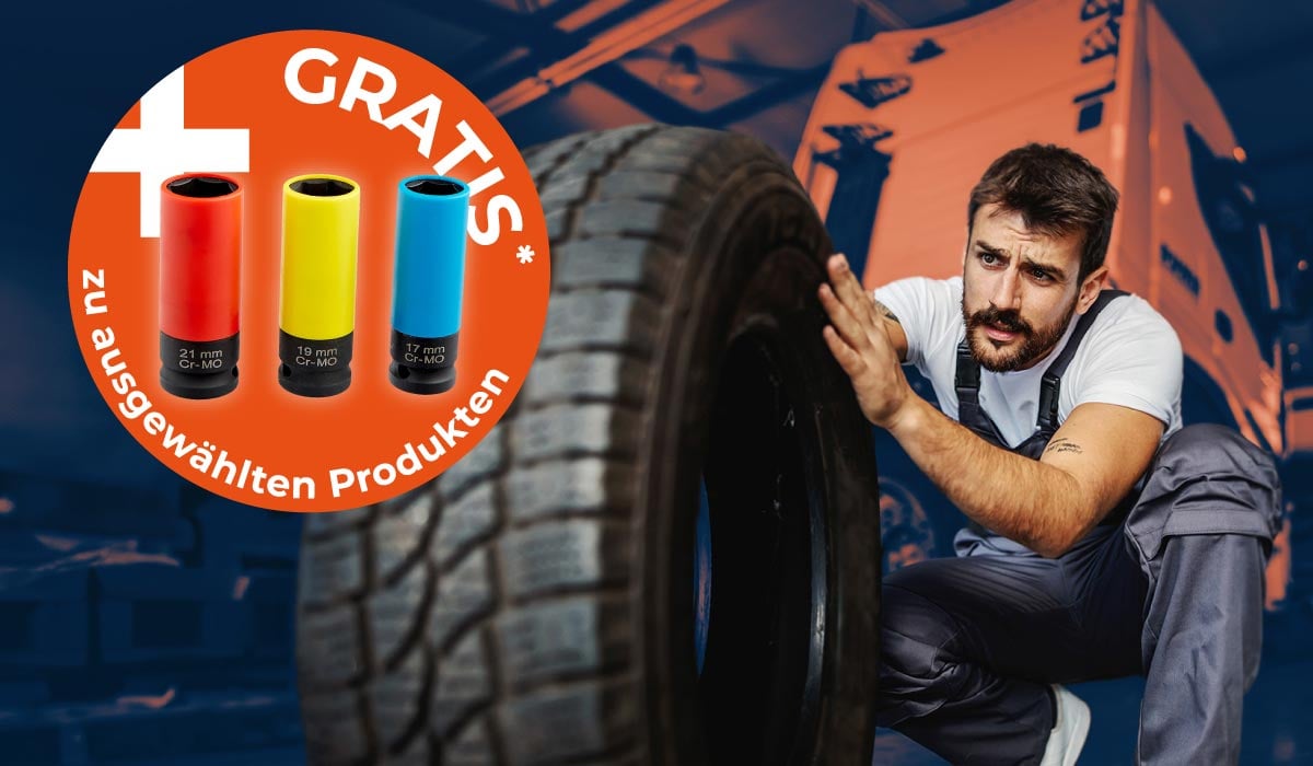 Reifenservice-Aktion mit gratis farbigen Ventilen beim Reifenkauf