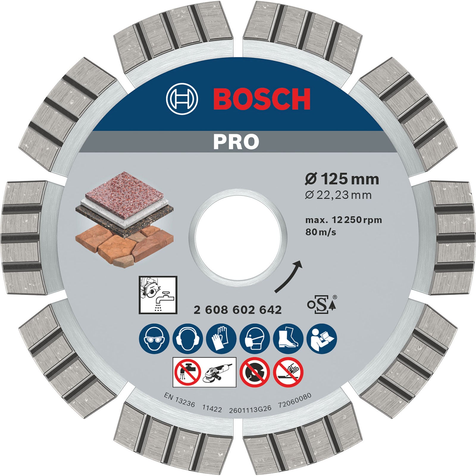 Bosch PRO Multi Material Diamanttrennscheibe 125 x 22,23 mm - 2608602642