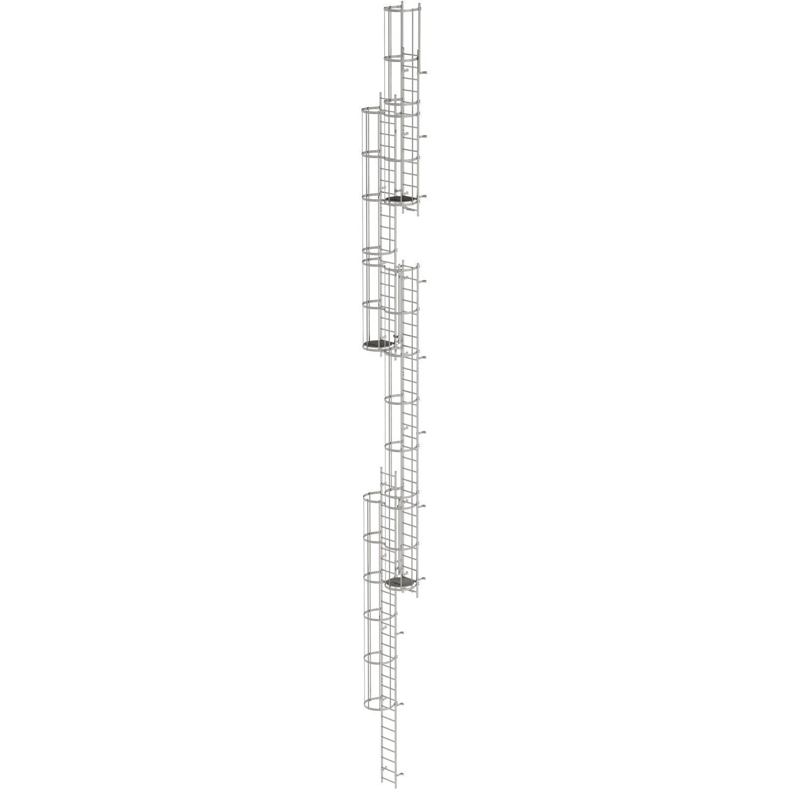 Günzburger Steigtechnik mehrzügige Steigleiter mit Rückenschutz (Maschinen) Edelstahl 19,96 m - 530271