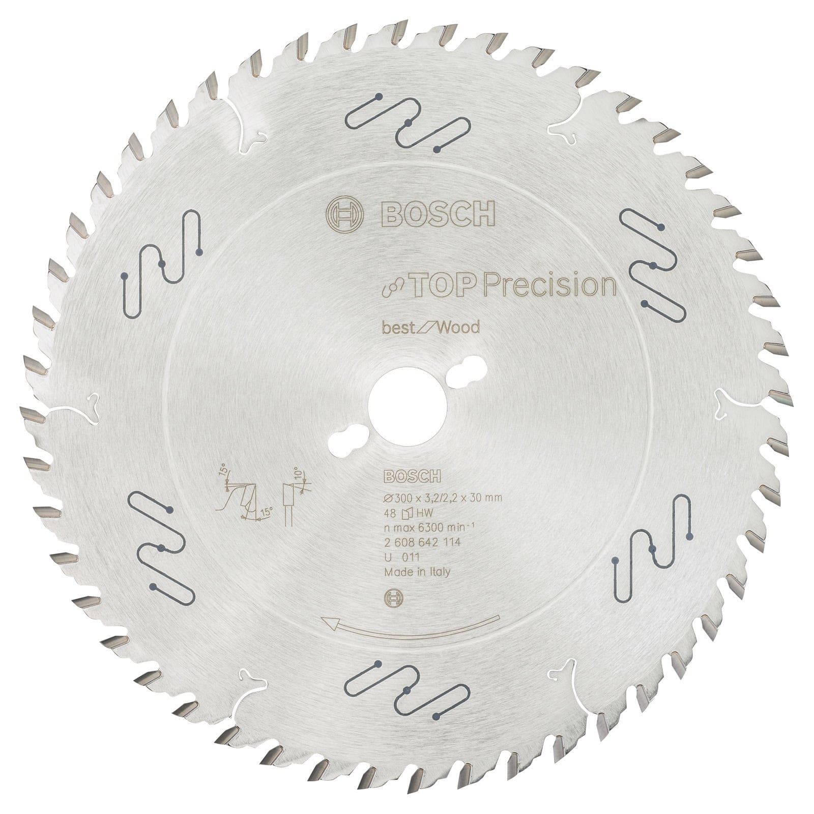 Bosch Kreissägeblatt Top Precision Best for Wood, 300 x 30 x 3,2 mm, 48 - 2608642114