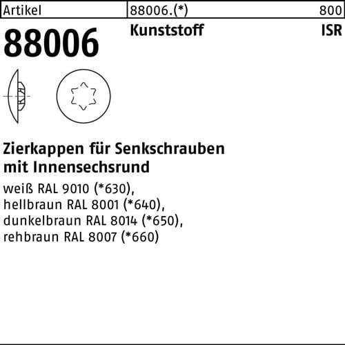 Zierkappe R 88006 f.ISR 15x12 /3,5 Ku. dunkelbraun 1000 Stück