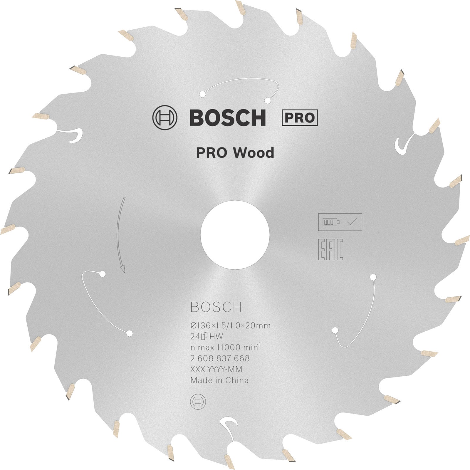 Bosch PRO Wood cordless Blatt für Kreissägen 136 x 1,5 x 20 mm - 2608837668