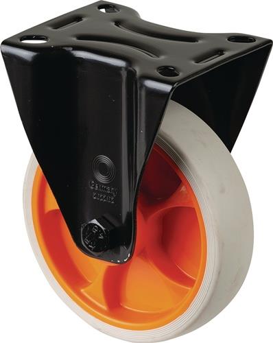 Bockrolle D.125mm Trgf.120kg Gum.Platte L104xB80mm Farbe Rl.hellgrau BS ROLLEN