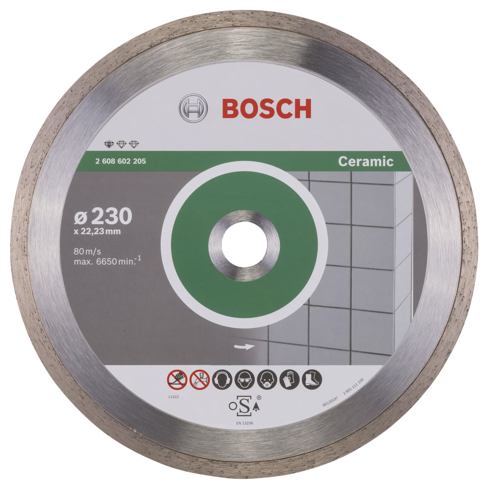 Bosch Diamanttrennscheibe Standard for Ceramic 230x22,23x1,6x7 mm 2608602205