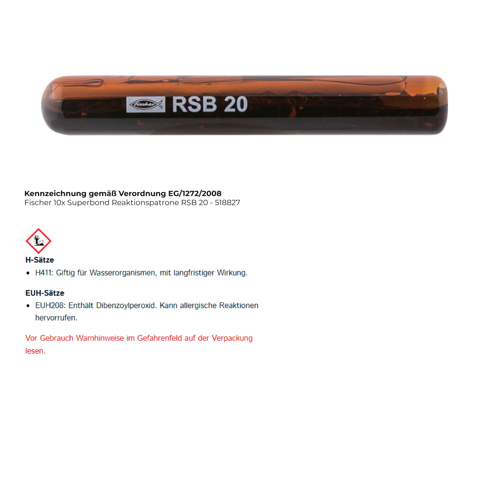 Fischer 10x Superbond Reaktionspatrone RSB 20 - 518827