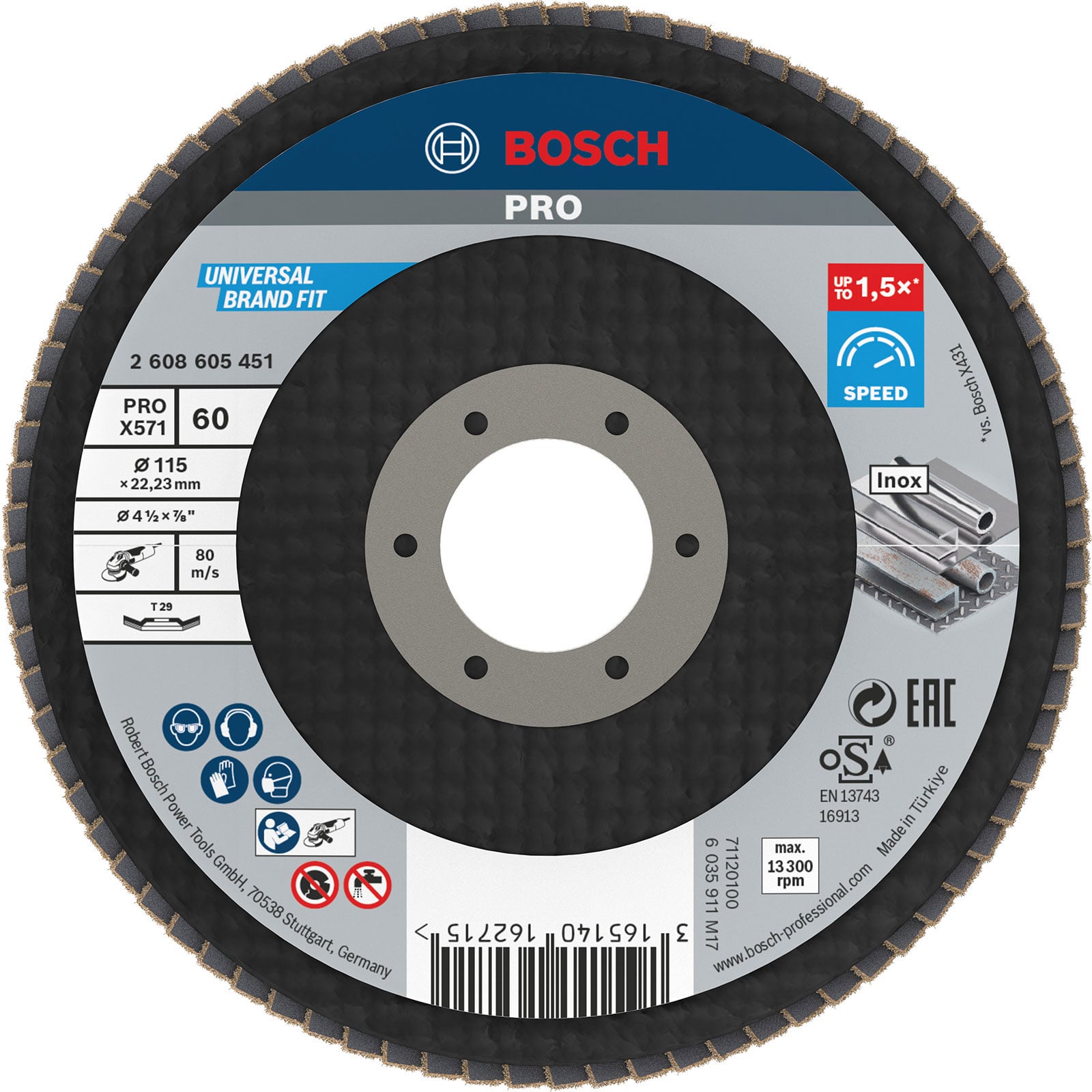 Bosch PRO X571 Fächerschleifscheibe 115 mm G60 - 2608605451