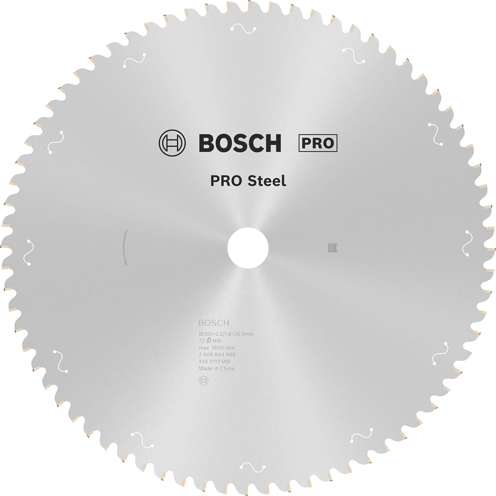 Bosch PRO Steel Sägeblatt für Kreissägen Netz- / kabelgebunden 305 x 2,2 x 25,4 mm T72 - 2608844869