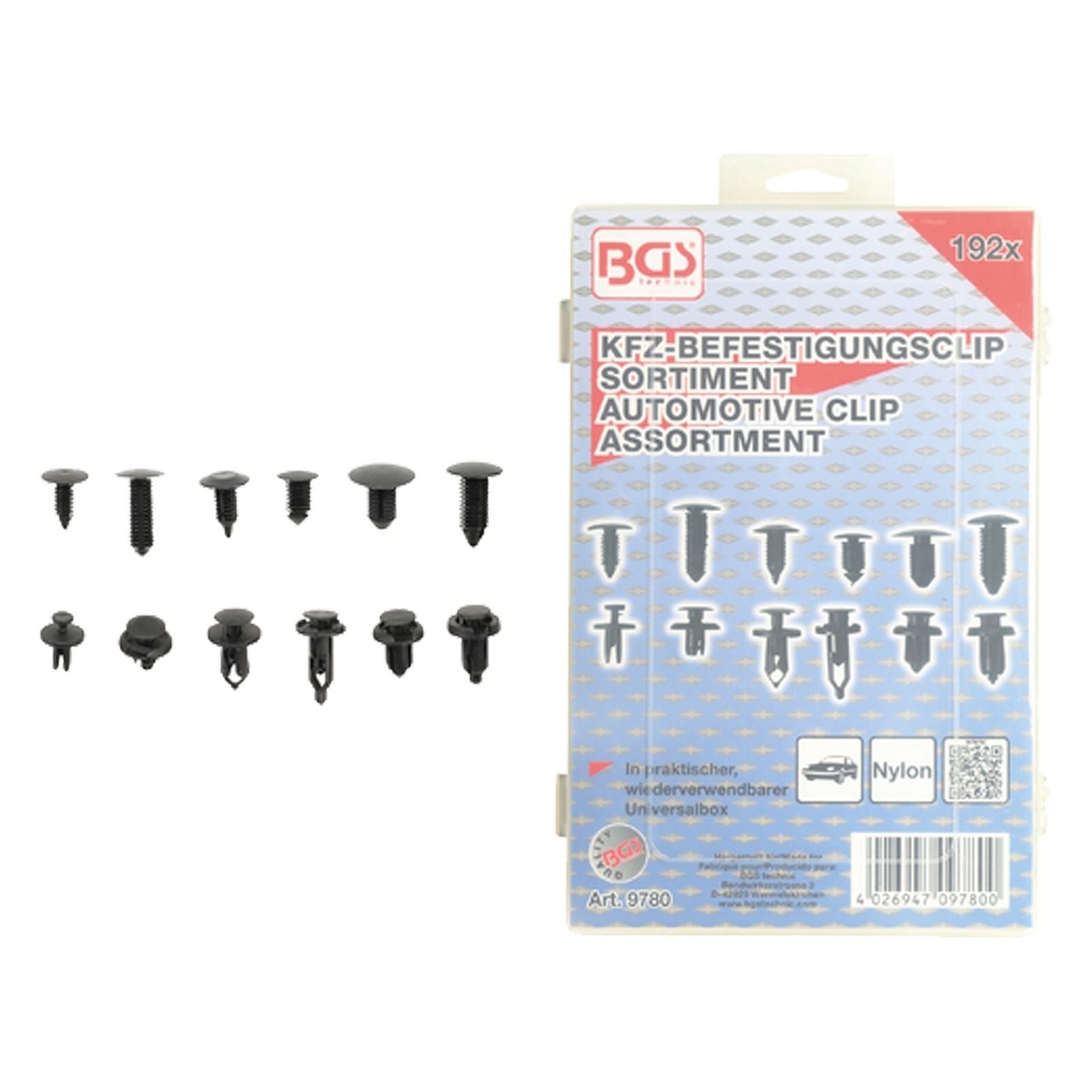 BGS Kfz-Befestigungsclip-Sortiment universal 192tlg. - 9780