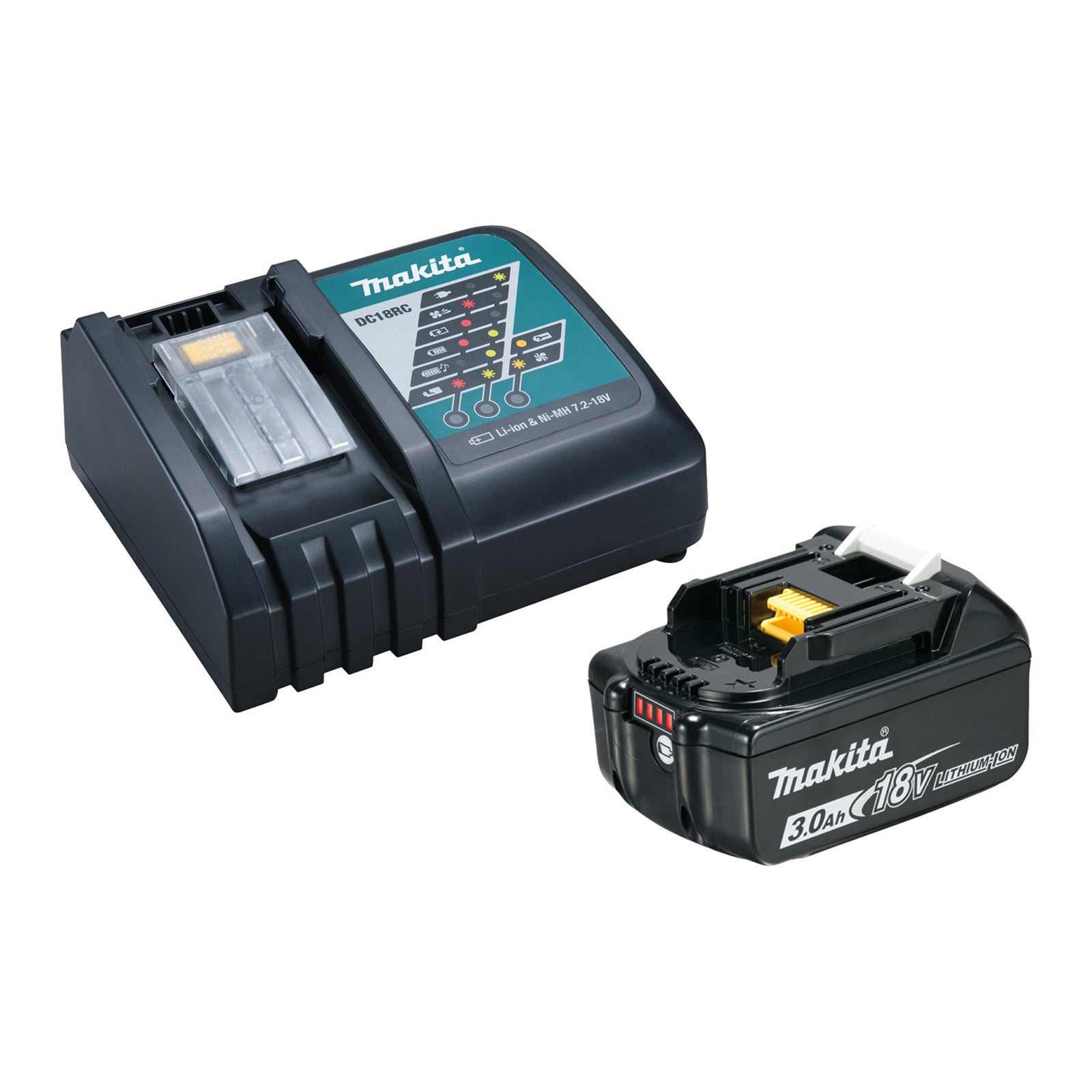Makita Power Source Kit Li 18V Inkl. Schnellladegerät DC18RC und Akku BL1830B 3,0 Ah - 191A24-4