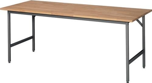 Arbeitstisch Jerry B2000xT800xH800-850mm Platte Buche-Massiv,S.25mm Gestell grau