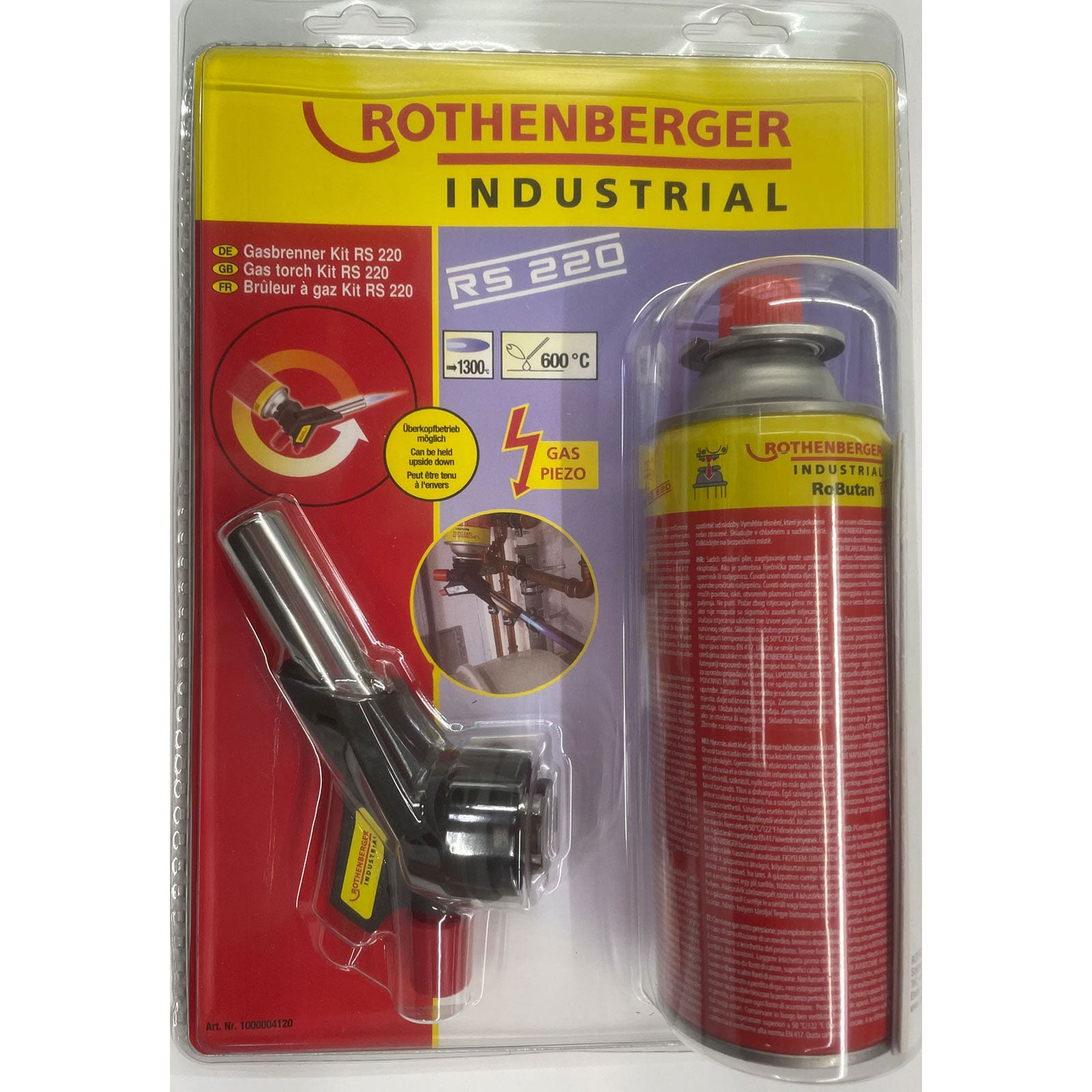 ROTHENBERGER Industrial Gas Brenner RS 220 inkl. 1x RoButan Gaskartusche 220 g / 393 ml - 1000004120