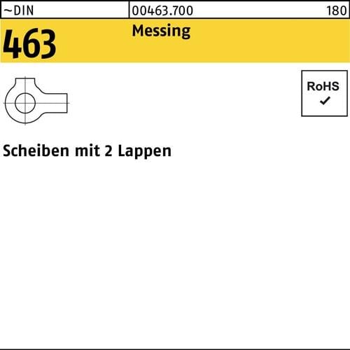 Scheibe DIN 463 m.2 Lappen 13 Messing 50 Stück