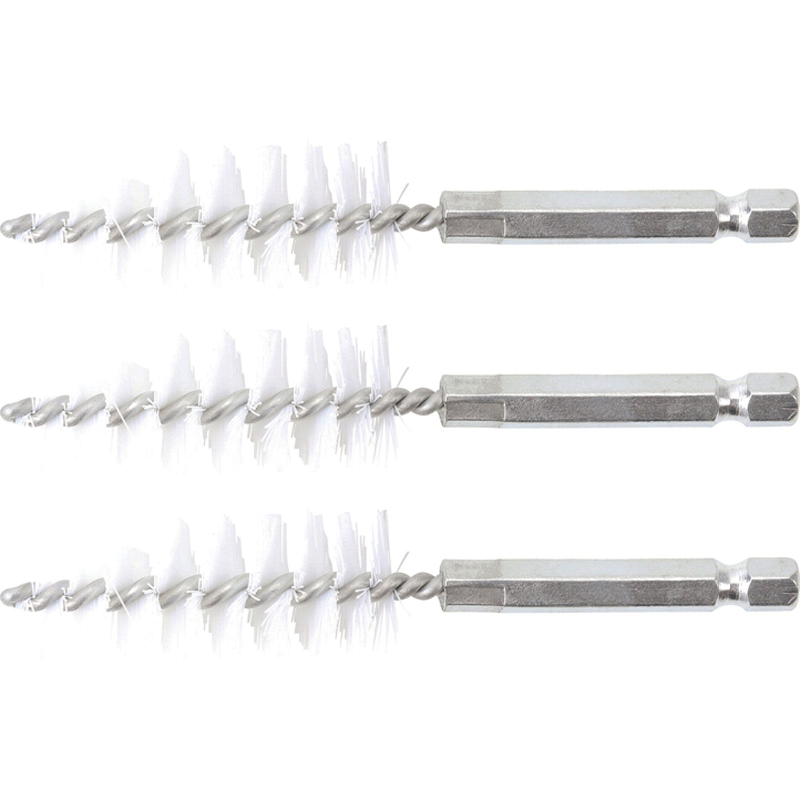 BGS Nylonbürste 18 mm Antrieb Außensechskant 6,3 mm (1/4") 3tlg. - 3078-18-N