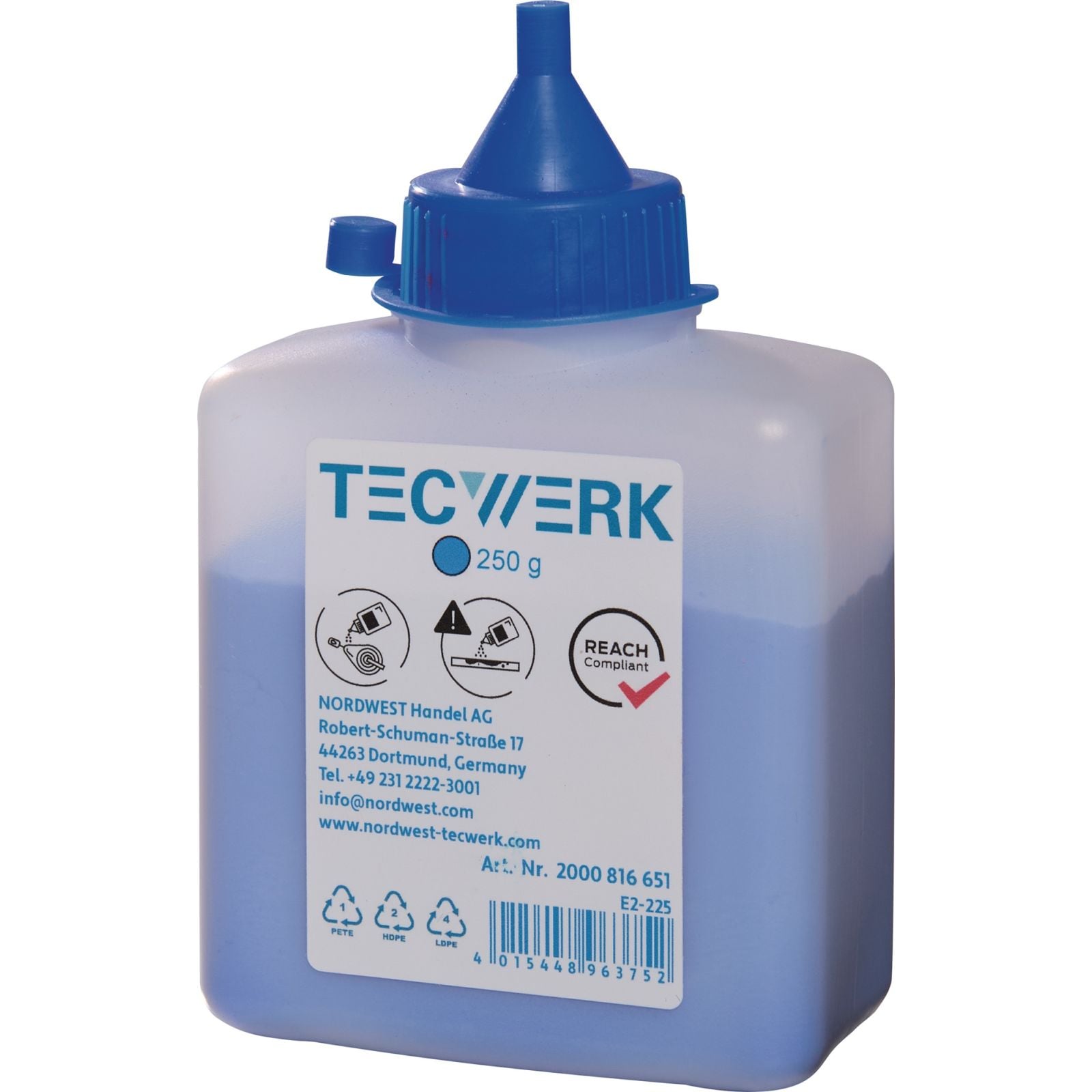 Schlagschnurkreide 250g blau Ku.-Flasche TECWERK
