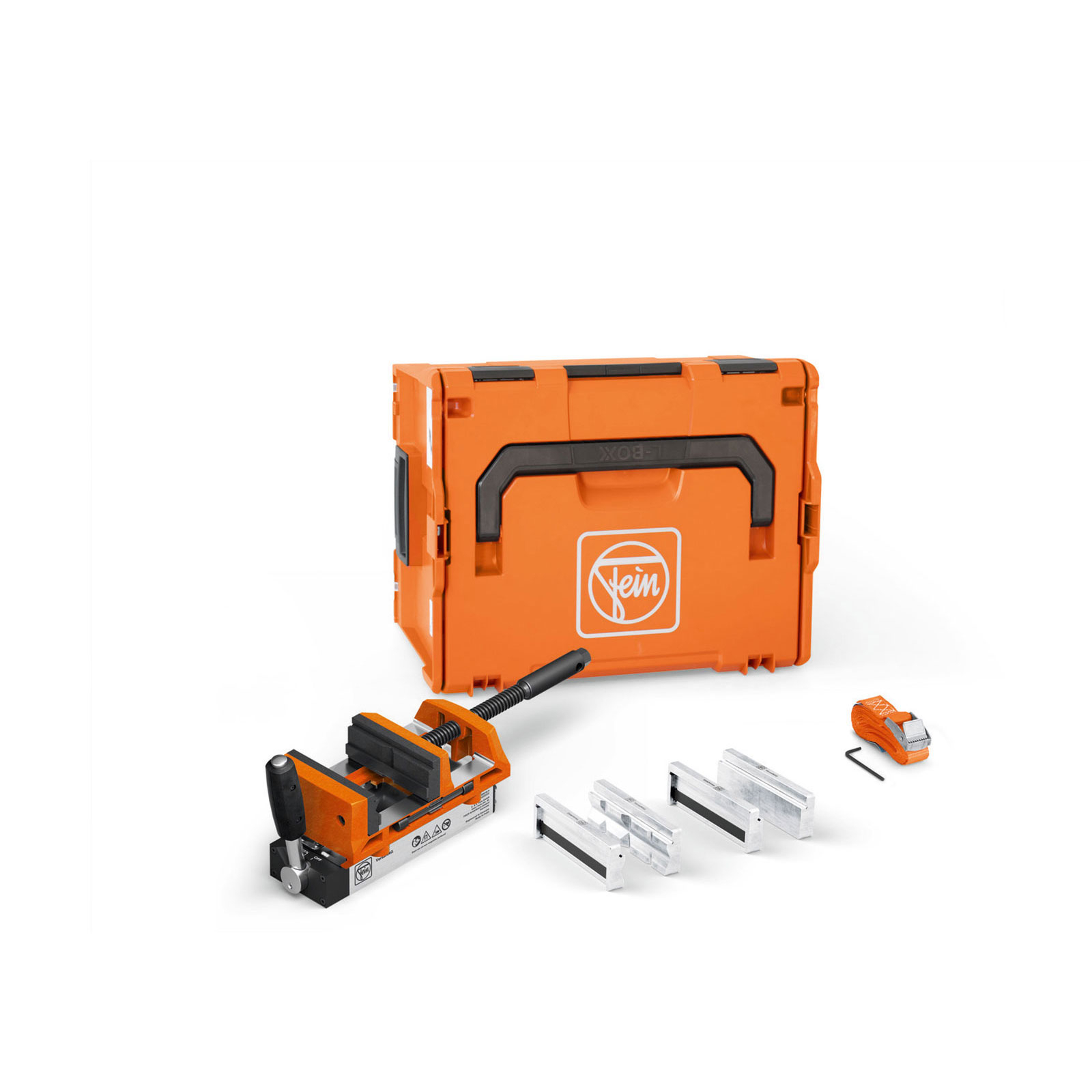 Fein Magnetschraubstock mit Backenbreite von 100 mm  FEIN VersaMAG Schraubstock Set inklusive Schutzbacken aus Aluminium - 90701009000