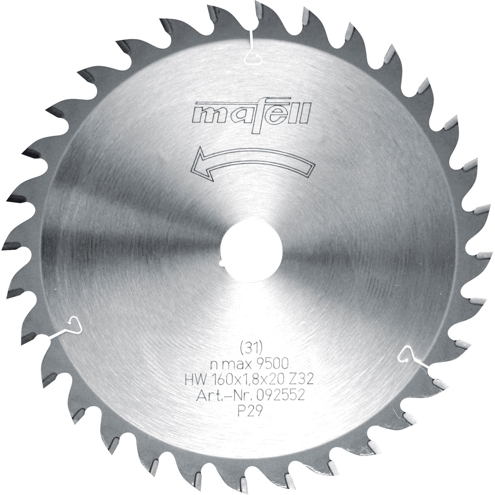 mafell Sägeblatt-HM 160 x 1,2/1,8 x 20 mm, Z 32, WZ, für Feinschnitte in Holz - 092552